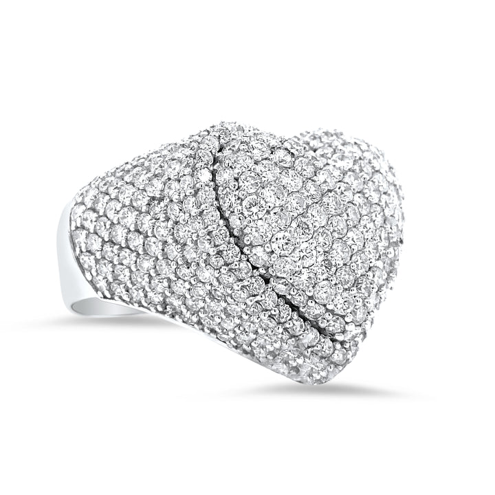 Heart 14k White Gold Natural Diamond Ring