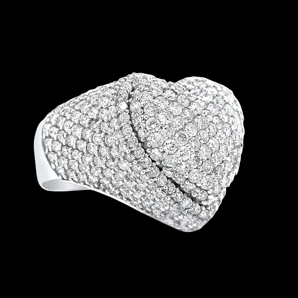 Heart 14k White Gold Natural Diamond Ring