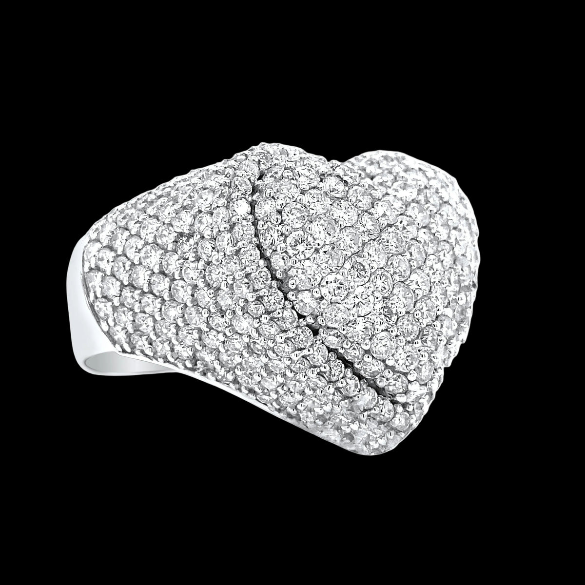 Heart 14k White Gold Natural Diamond Ring