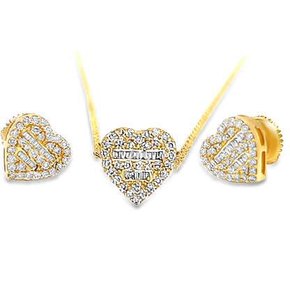 Diamond Heart Earrings and Chain Set