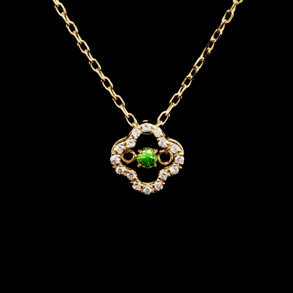 Clover Emerald and Diamond Charm Necklace