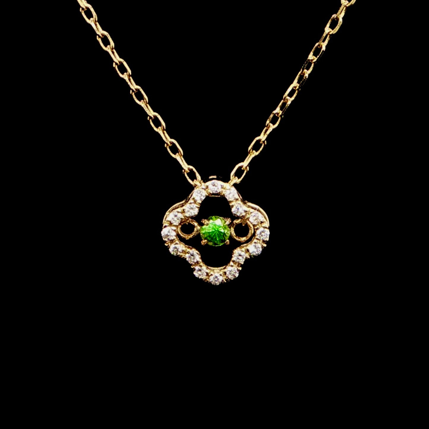 Clover Emerald and Diamond Charm Necklace