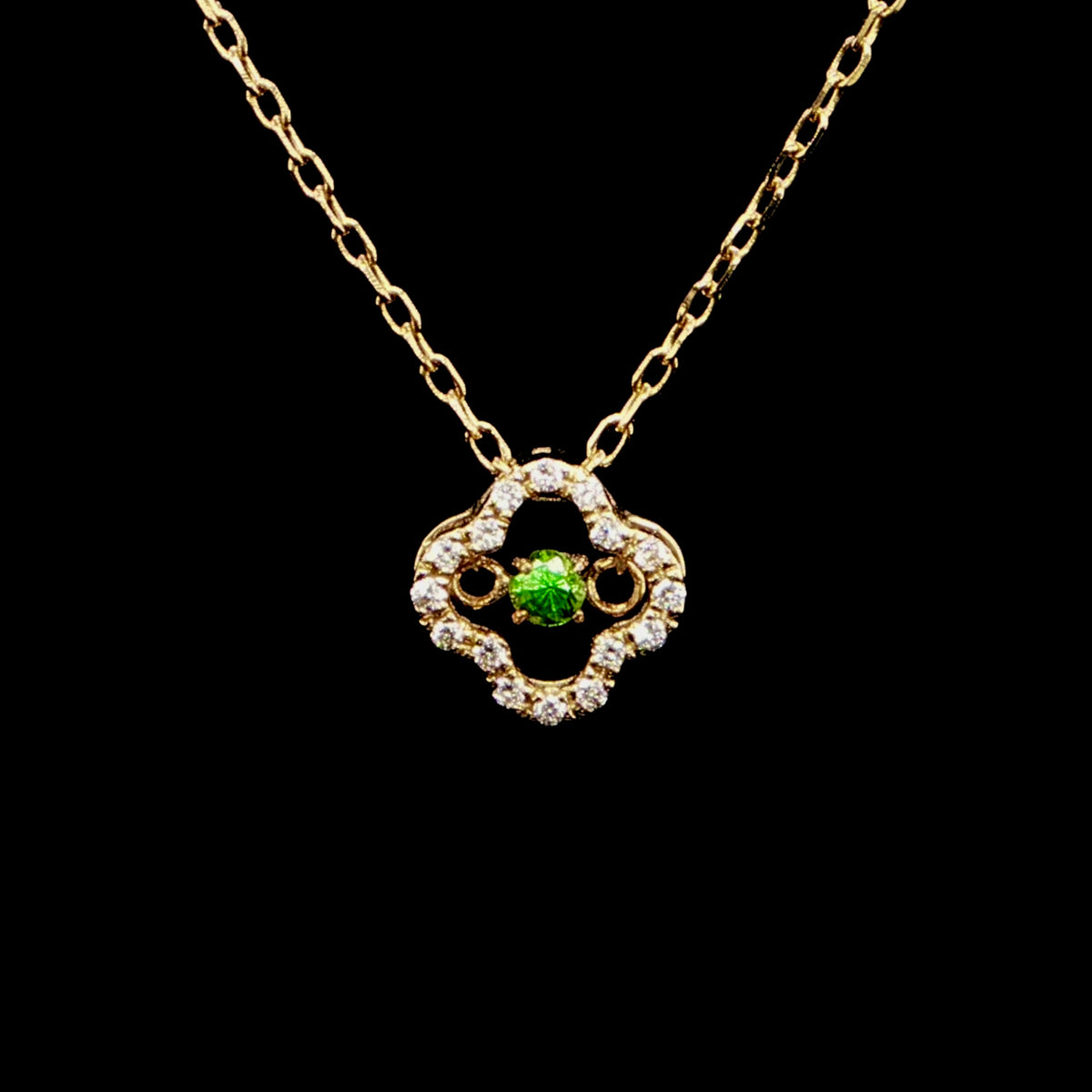 Clover Emerald and Diamond Charm Necklace