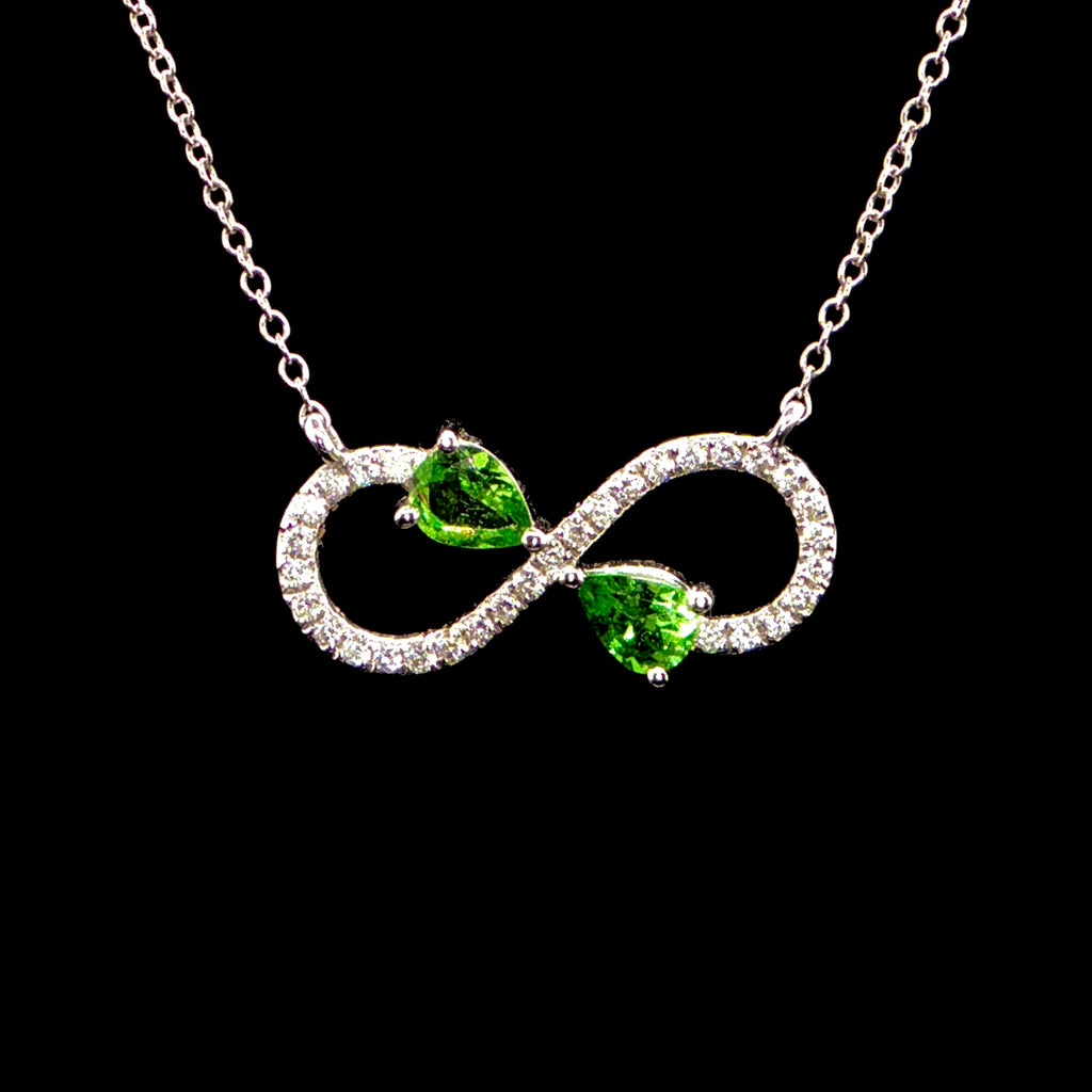 Infinity Peridot and Diamond Necklace