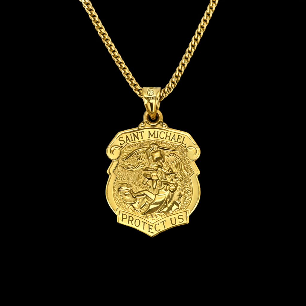 St Michael Shield Medallion and Chain Set