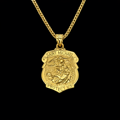St Michael Shield Medallion and Chain Set
