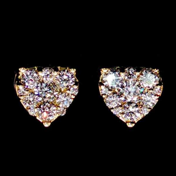 7MM Lab Diamond Heart Earrings 14K Gold