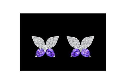 PEAR SHAPED TANZANITE AND DIAMOND BUTTERFLY EARRING