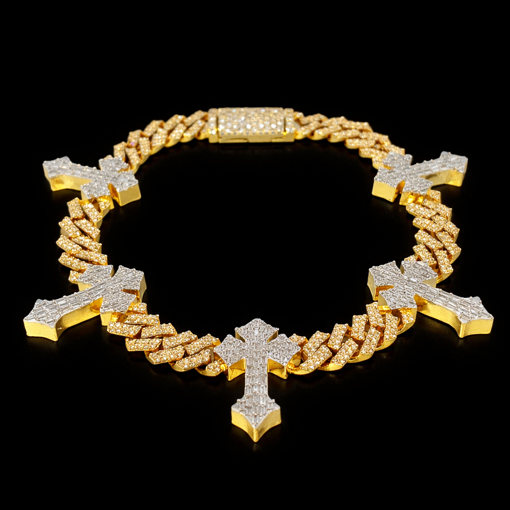Diamond Cross Cuban Link Bracelet