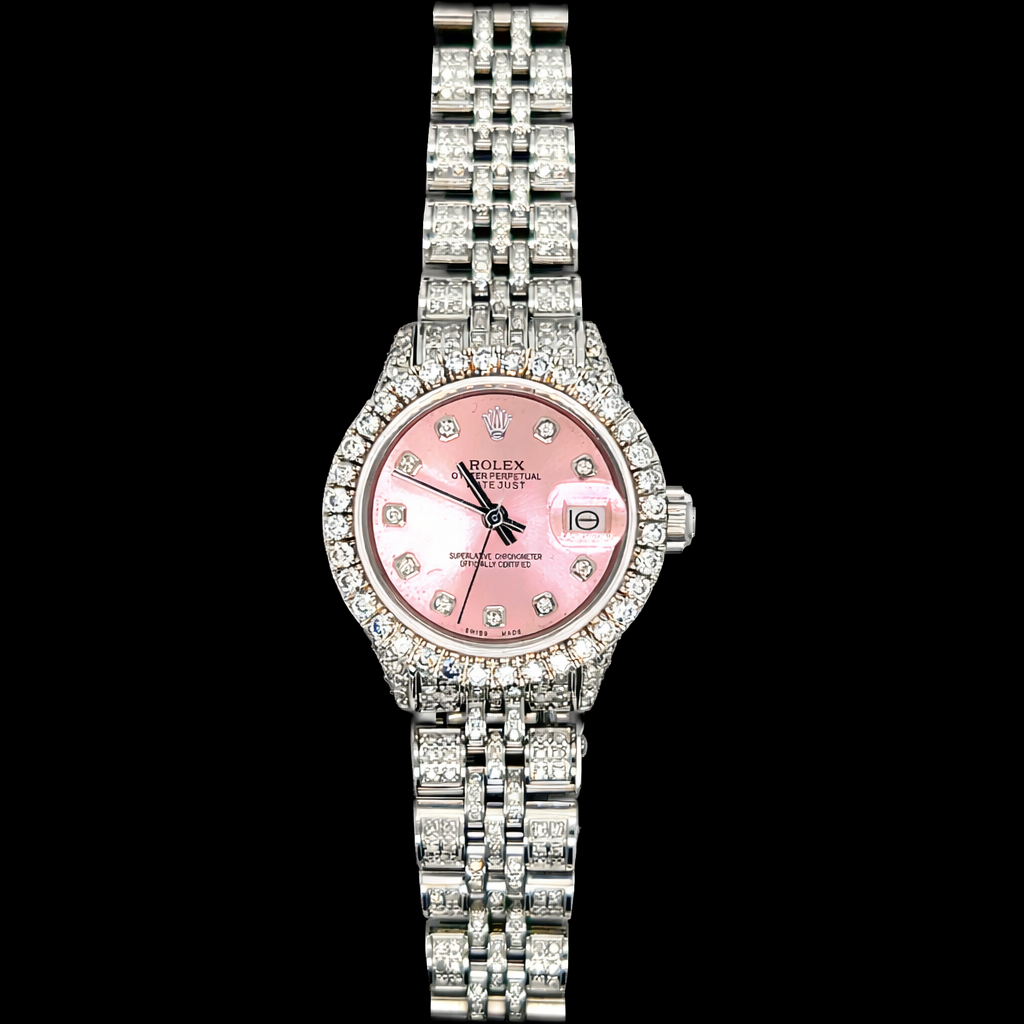 26MM  Rolex Ladies Diamonds Pink Dial