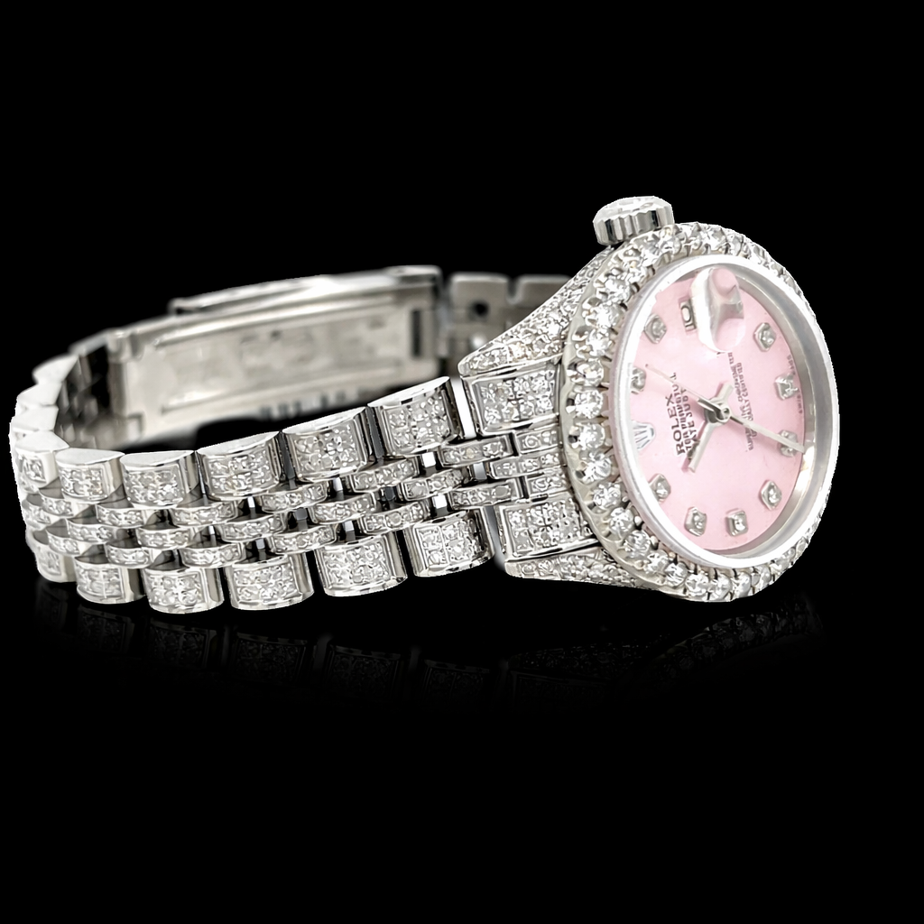 26MM  Rolex Ladies Diamonds Pink Dial