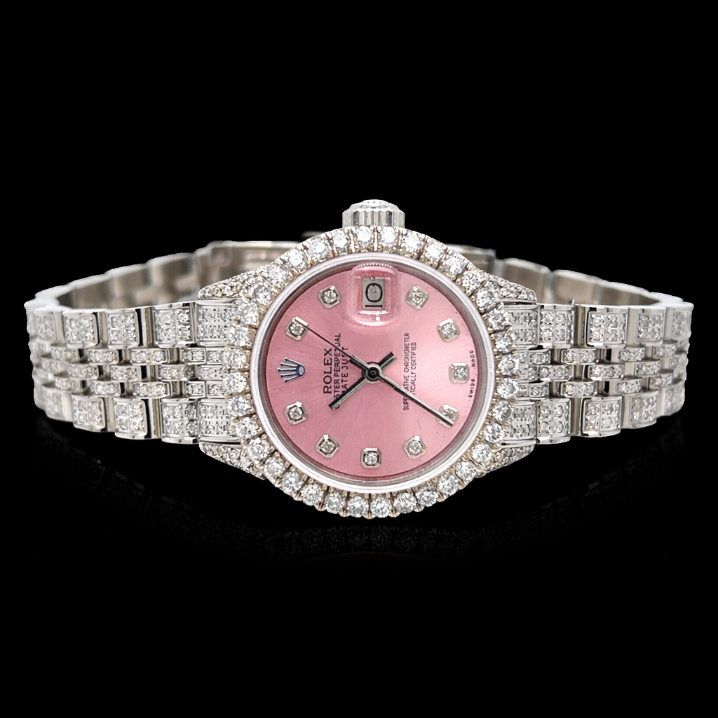 26MM  Rolex Ladies Diamonds Pink Dial