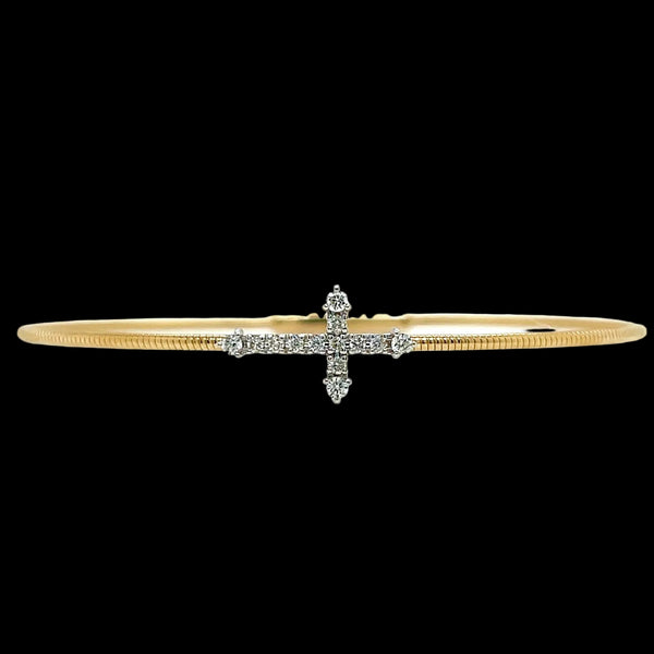 Cross Diamond Bangle in 14KT