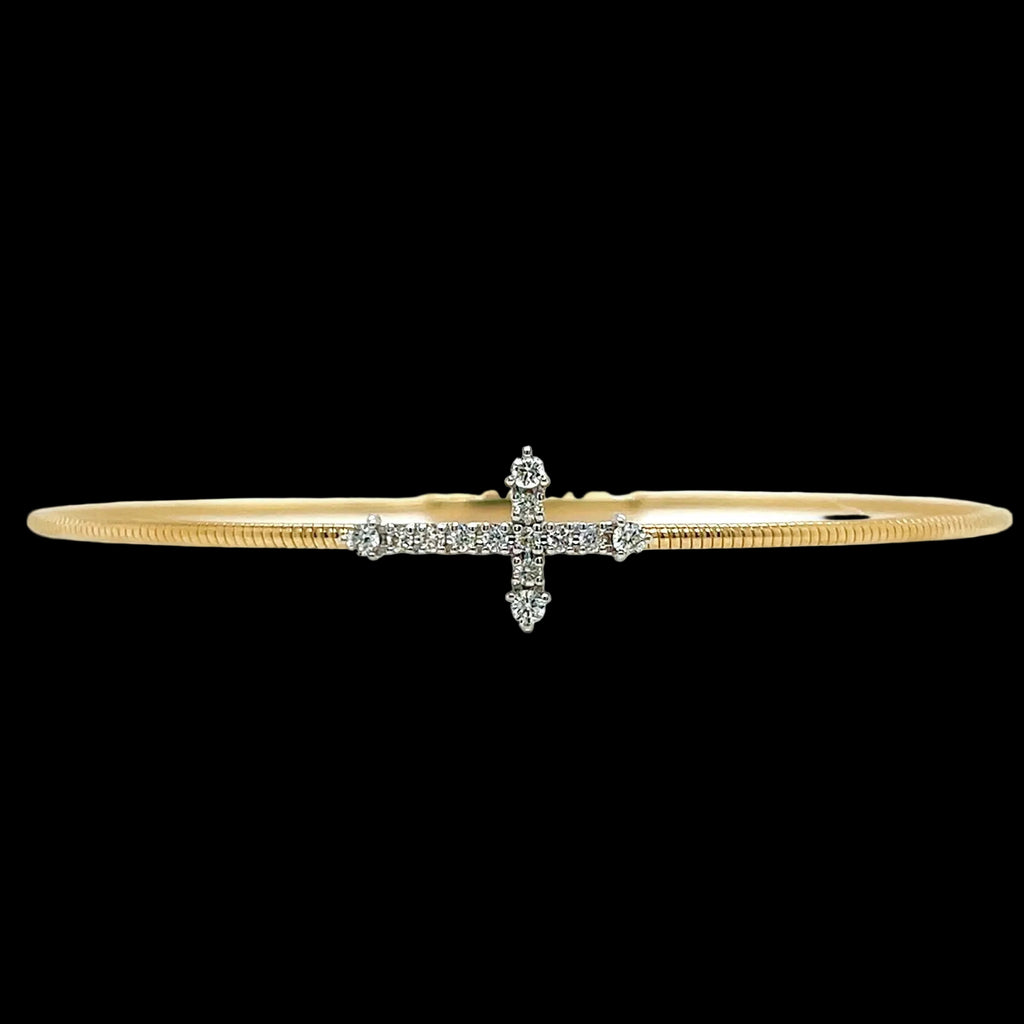 Cross Diamond Bangle in 14KT