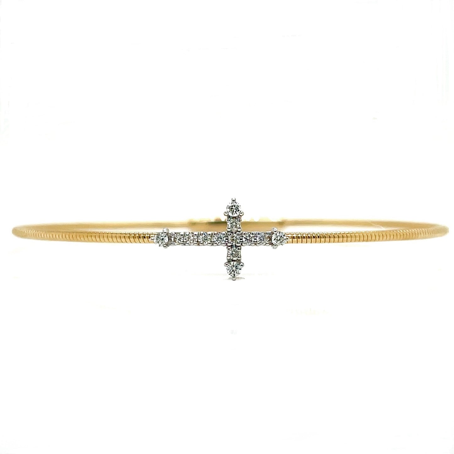 Single Cross Diamond Bangle in 14KT