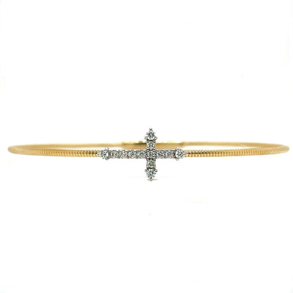 Single Cross Diamond Bangle in 14KT