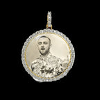 Single Row Diamond Circle Photo Pendant
