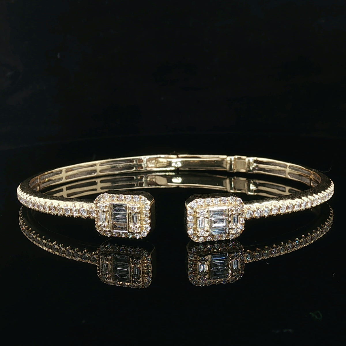 14k Gold Female Bangle Natural Diamonds