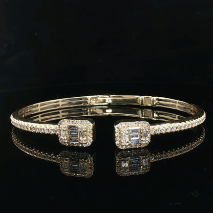 Natural diamond Rectangular Clasp Bangle