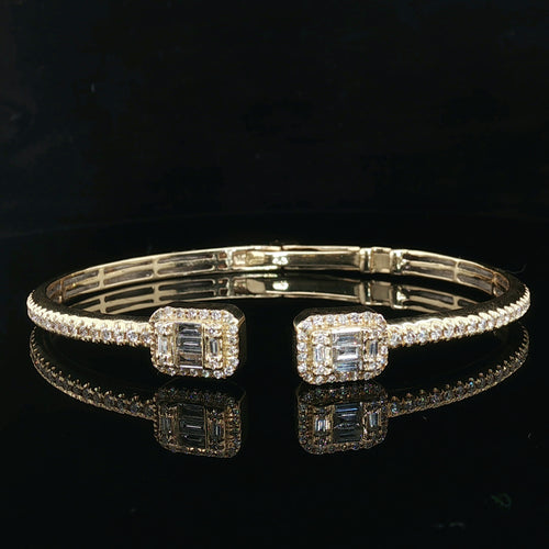 14k Gold Female Bangle Natural Diamonds