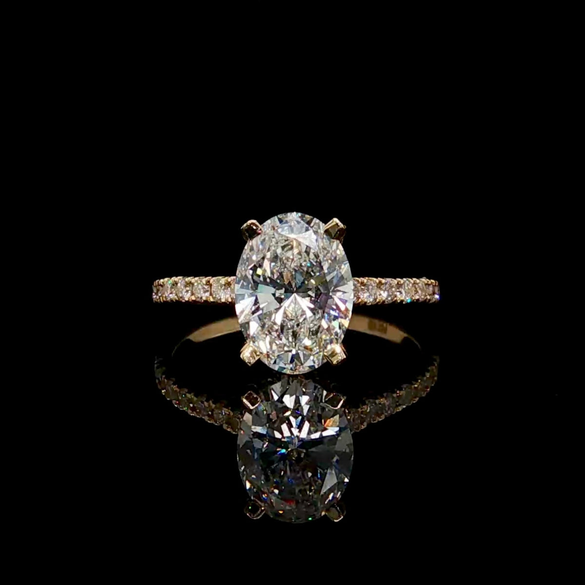 2.5CT Oval Cut Diamond Engagement Ring with Diamond Band