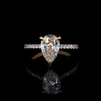 2CT Pear Cut Diamond Engagement Ring with Pavé Band