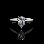 1CT Pear Cut Solitaire Diamond Engagement Ring
