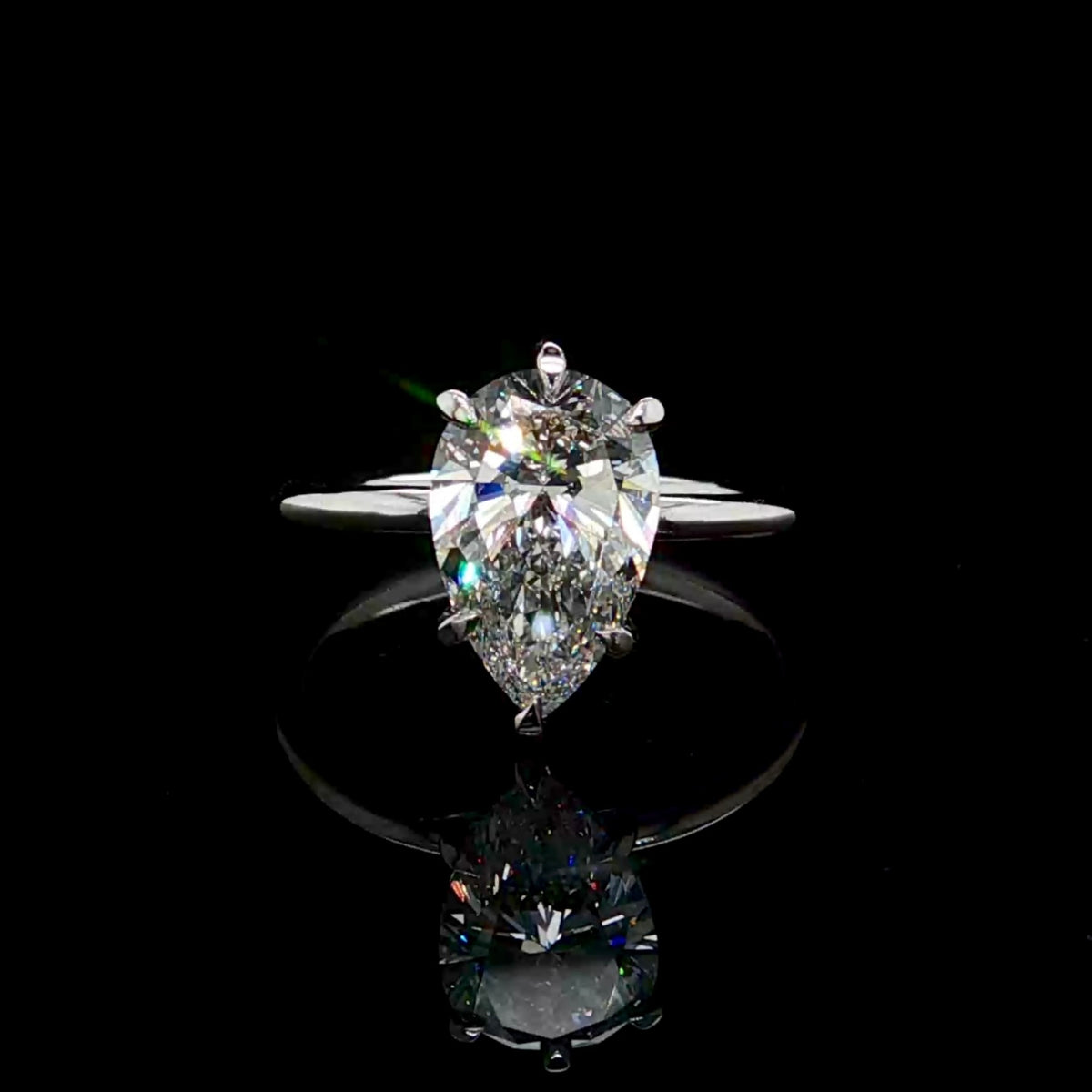 2.5CT Pear Cut Diamond Solitaire Engagement Ring