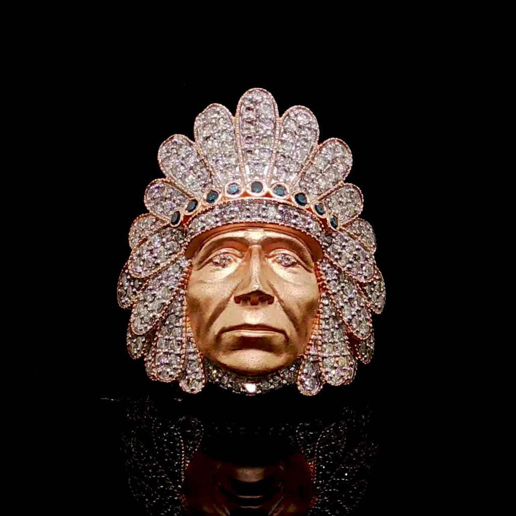 2CT Indian Head Natural Diamond Ring in 14KT Rose Gold