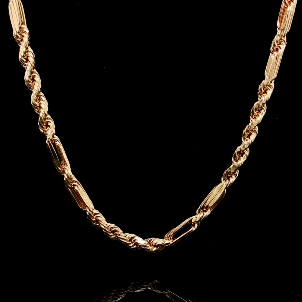 4MM FigaRope Semi-Solid Chain in 14KT Yellow Gold