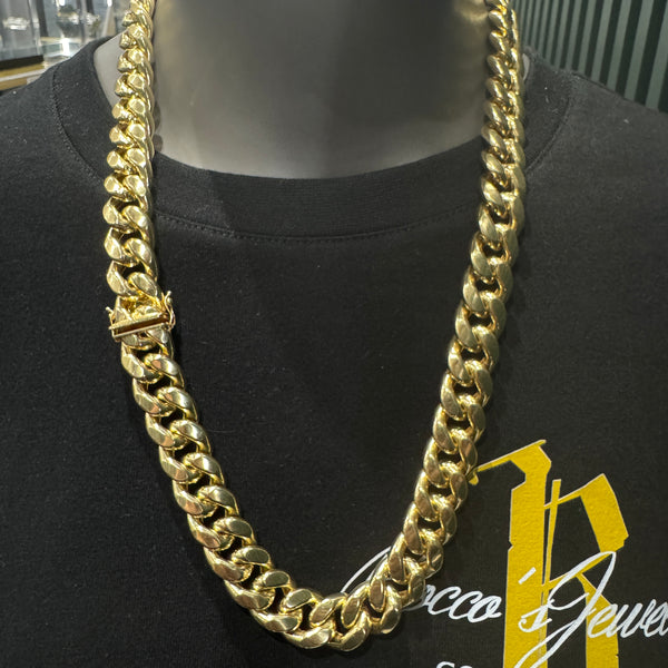 15mm Semi Solid Miami Cuban Link 14k