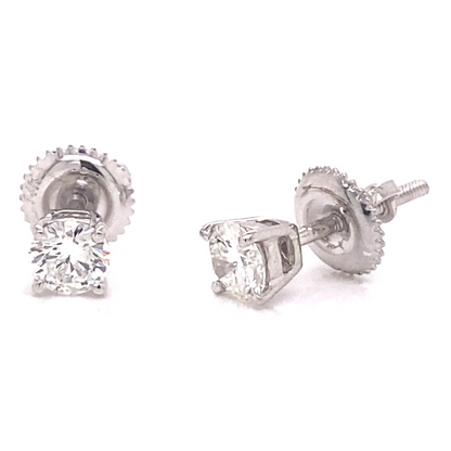 White Gold Solitaire Diamond Studs