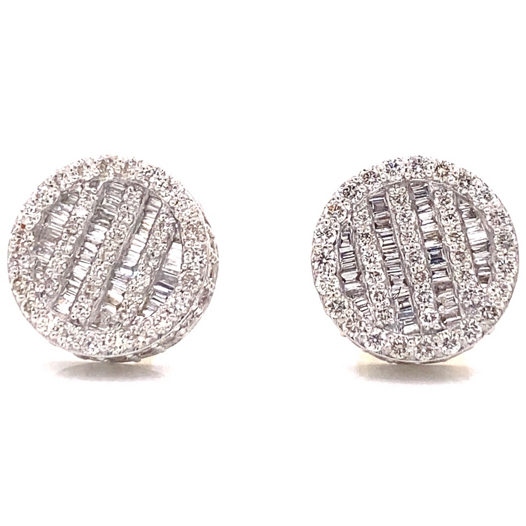 Round Baguette Diamond Earrings