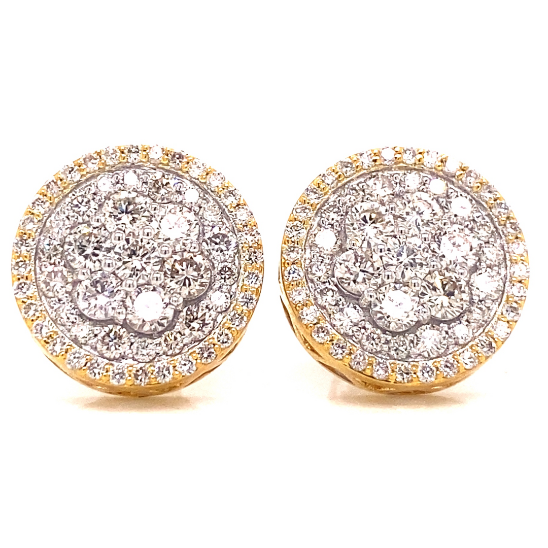 Big Flower Center Round Diamond Earrings in 14K Rocco s Jewelry