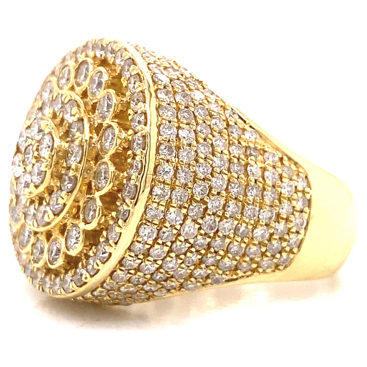 14k Gold Flooded Diamond Circle Mens Ring