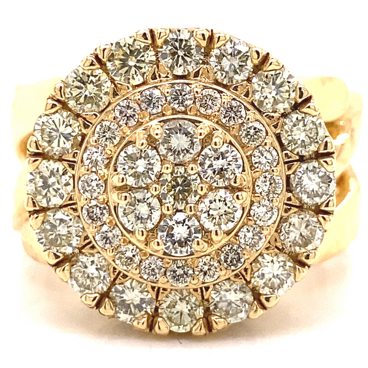 Cuban Inspired 14k Gold Diamond Mens Ring