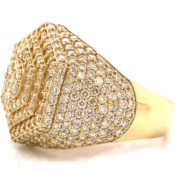 Unique Hexagon Diamond Mens Ring in 14k Gold