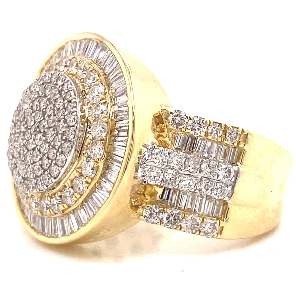 Baguette and Round Diamond Mens Ring
