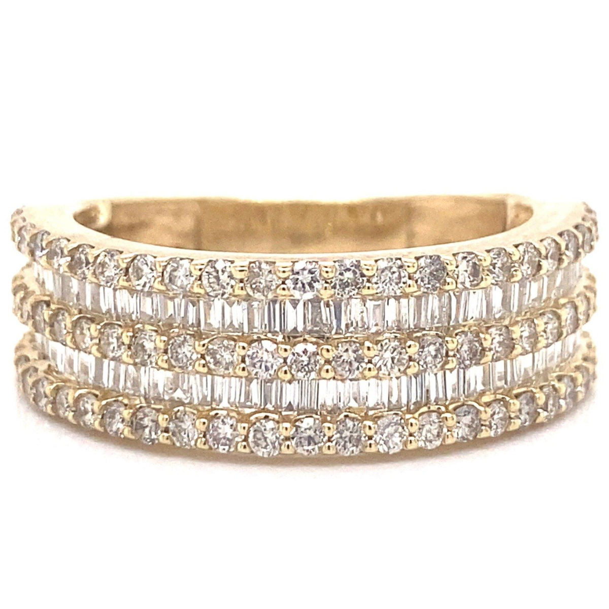 Round and Baguette Diamond Mens Ring