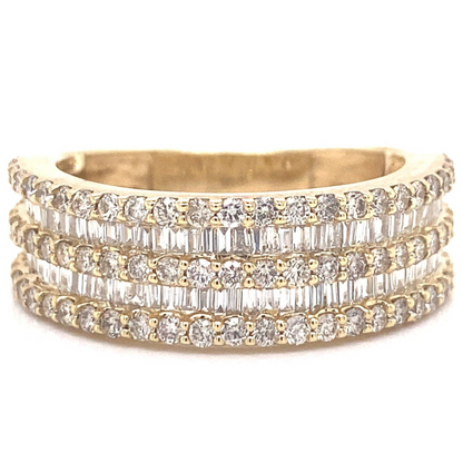 Round and Baguette Diamond Mens Ring