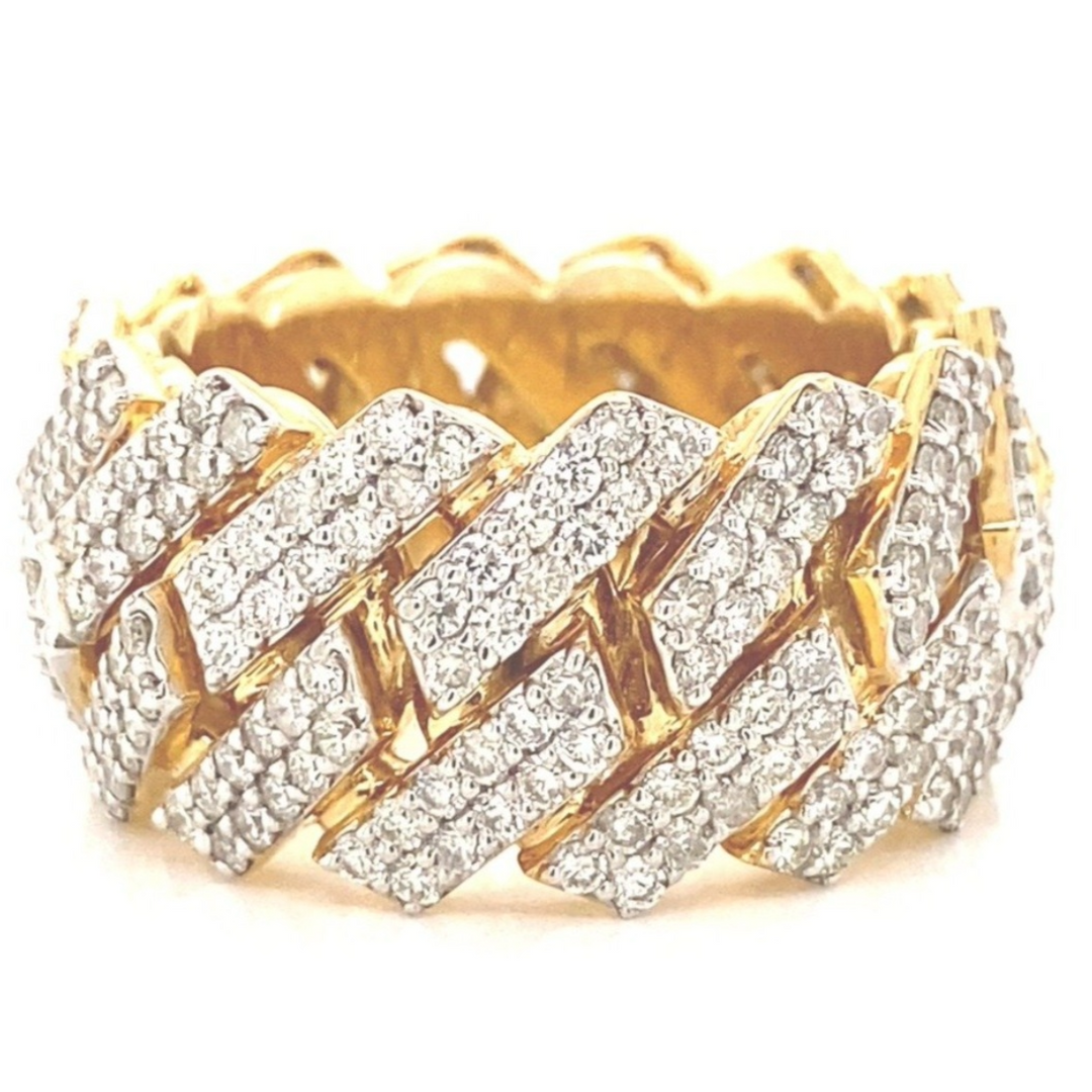 Diamond Cuban Mens Ring in Solid 14k Gold