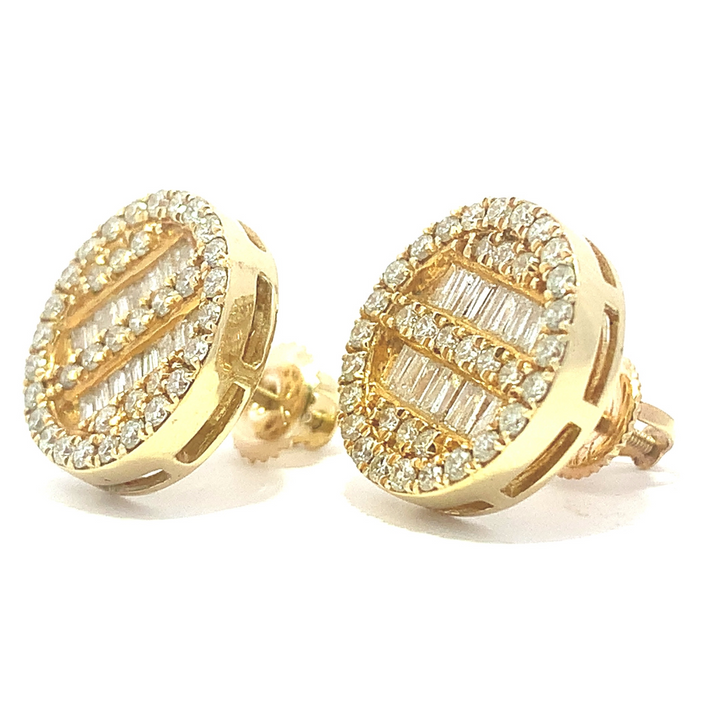 Halo Baguette Diamond Earrings in 14k Gold