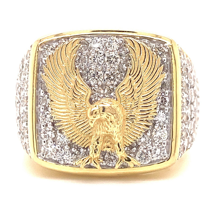 Mens Gold & Diamond Eagle Ring