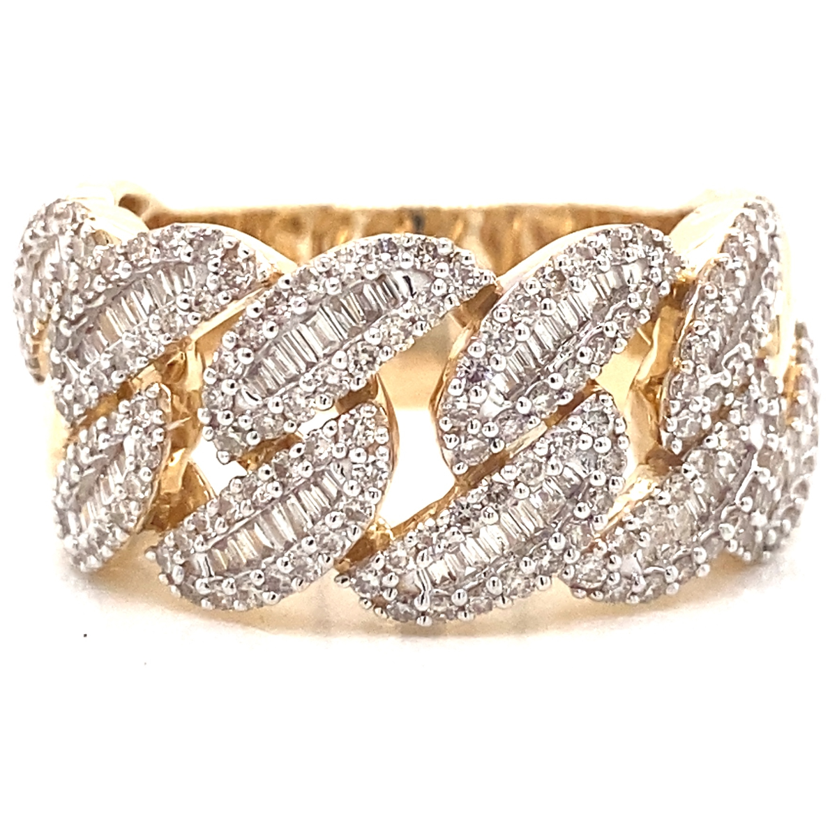 14k White Gold Diamond Cuban Link Ring 2.45 ctw – NYC Luxury