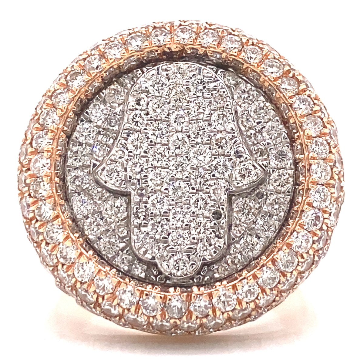 Diamond Hamsa Ring Two Tone 14K