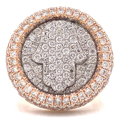 Diamond Hamsa Ring Two Tone 14K