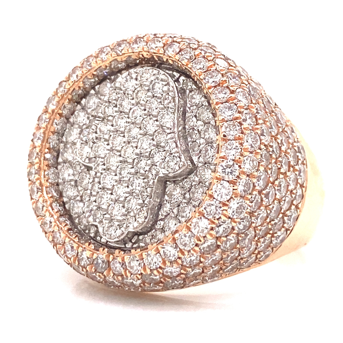 Diamond Hamsa Ring Two Tone 14K