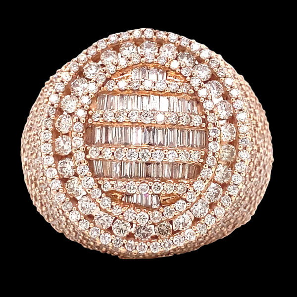 4 CT Baguette Diamond Mens Rose Gold Ring