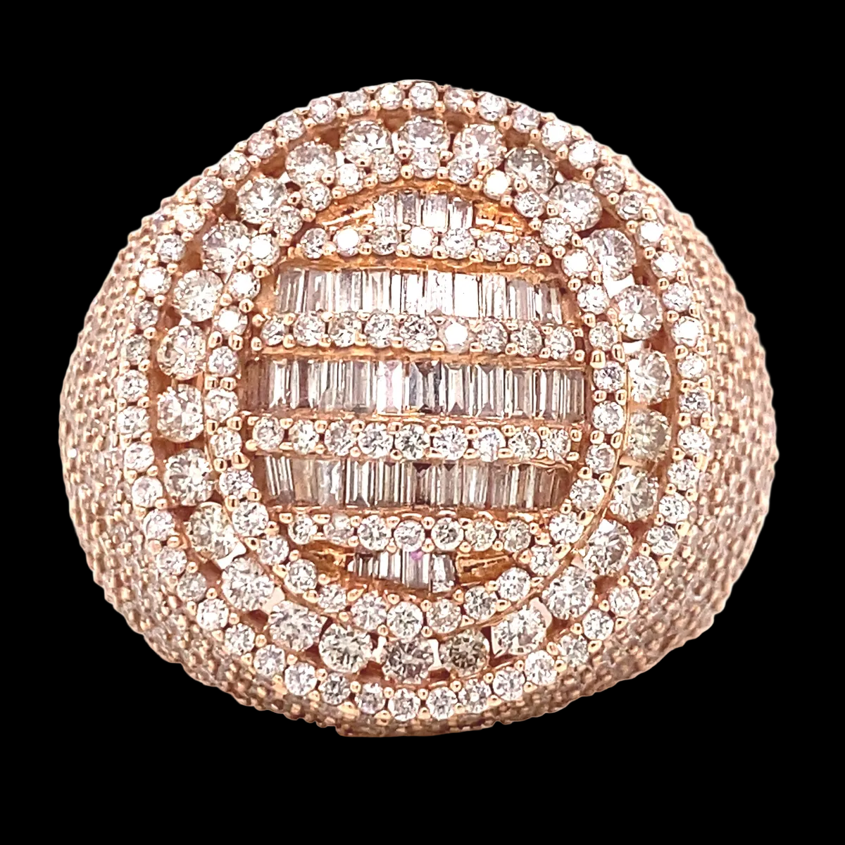4 CT Baguette Diamond Mens Rose Gold Ring