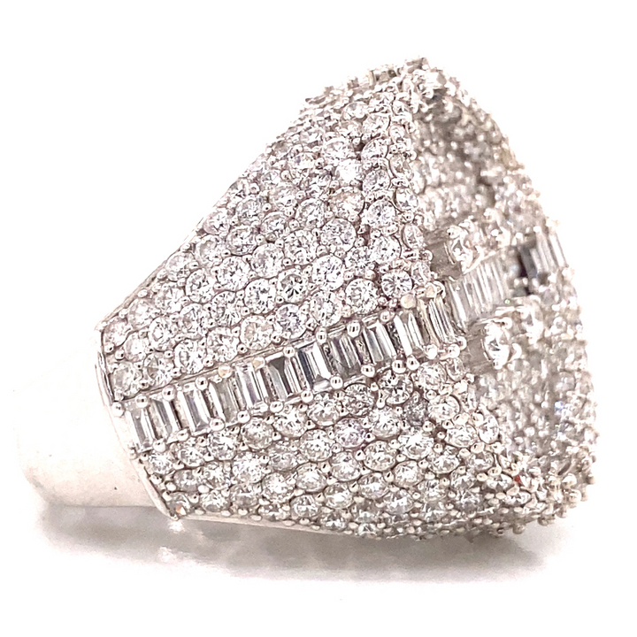 Iced Out Diamond Ring in 14K White Gold